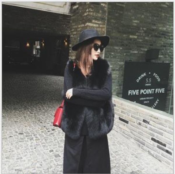 

vetement 2019 winter women's faux fur coat artificial fur vest fluffy vests femme jackets plus size fluffy fake gilet q969, Black