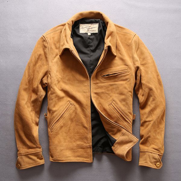 

avirexfly men's brand cow leather jacket spring autumn soft cowhide coat handmade vintage rider jacket dhl ing, Black