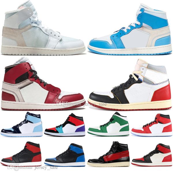 

new 1 high og banned bred toe spider-man unc 1s 3 men basketball shoes chicago royal blue white mens luxury designer sneakers sports