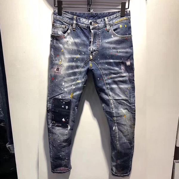 

2019 мужчин на роскошь дизайнер джинсы байкер дизайнерские джинсы slim fit мотоцикл байкер джинсовые брюки мужские дизайнерские джинсы, Blue