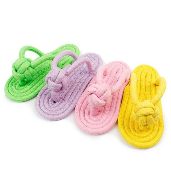 

interactive pet chewing toy flip flop cotton rope shoes puppy teeth cleaning toys for small medium large dogs