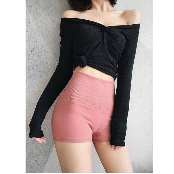 

sports high waist tight skin peach hip shorts female summer hip yoga shorts fitness running hot, White;red