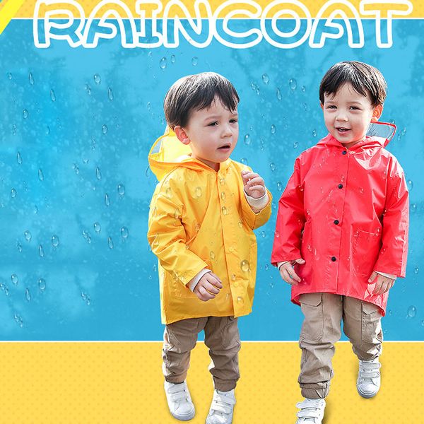 

cute raincoat kids for girls baby boy 2-9 years old dinosaur hooded raincoat poncho waterproof polyester children's rain jacket