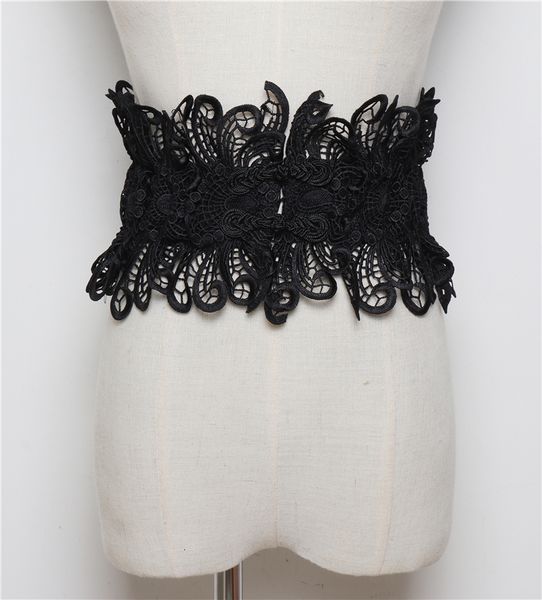

2019 марка кружева резинке женщины белый черный шнурок выдалбливают широкий корсет girdle strech элегантные дамы платье талия ремни y191207, Slivery;black