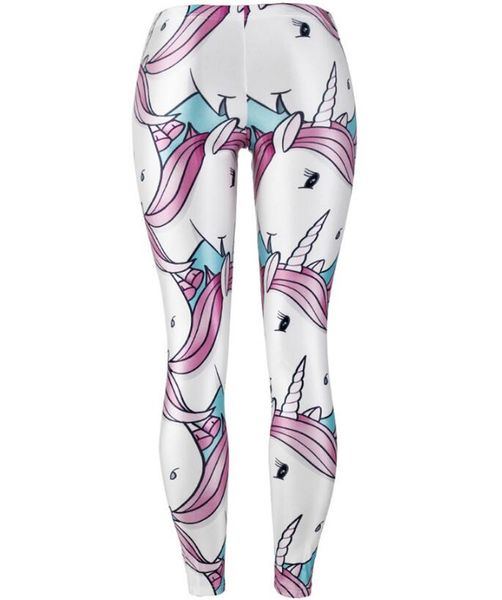 

wholesale-women leggings unicorn 3d graphic print girl skinny stretchy pencil pants lady sportwear elastic waist band capris yoga trousers, White;black