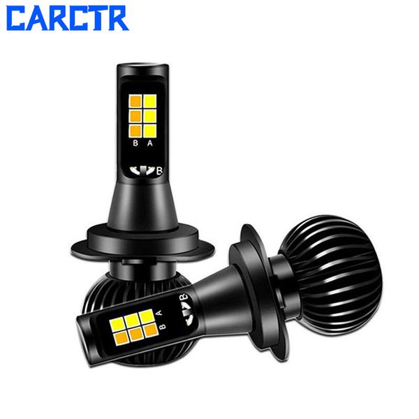 

carctr led fog light for car fog lamp h1 h3 h7 h8 h11 880 far near yellow white light two-color led modified headlights 2 pcs