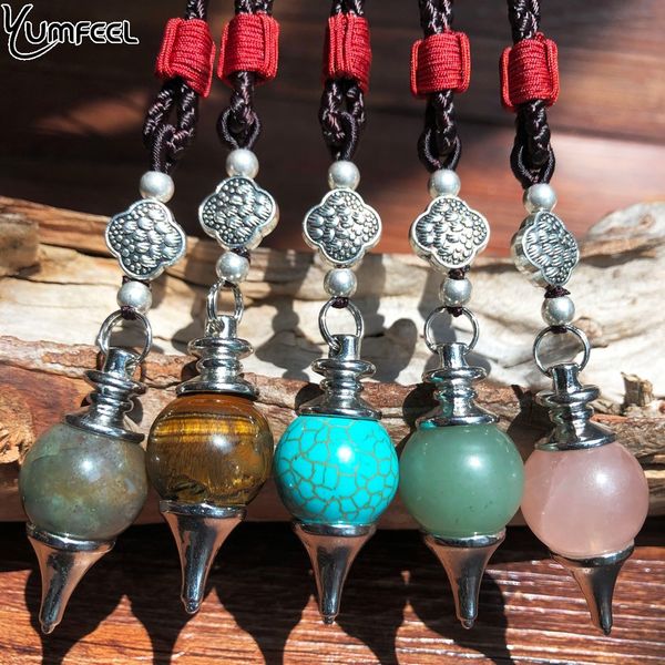 

yumfeel new natural stone pendants & necklaces crystal spirit pendulum rope cord necklace jewelry gifts, Silver