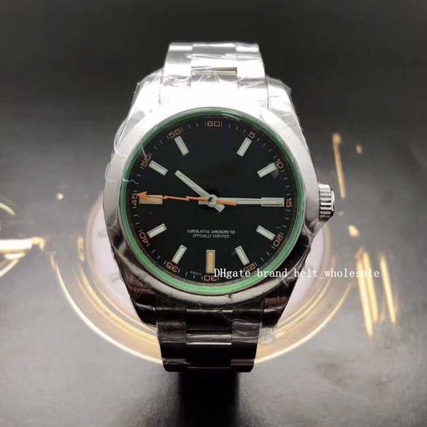 

40mm 116400 shopkeeper recommend green crystal orange hand with black dial men's watch 116400gv casual men's watch, Slivery;brown