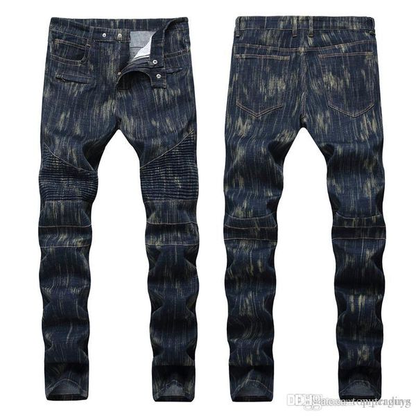 

men's distressed ripped skinny jeans fashion brand designer mens jeans slim motorcycle moto biker mens denim pants hip hop men jeans 12, Blue
