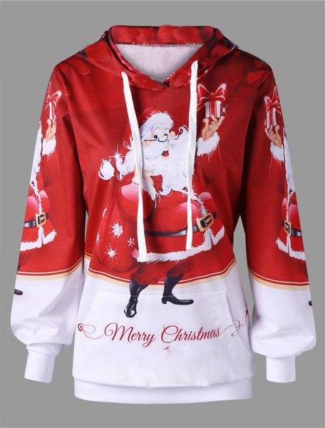 

christmas designer womens autumn hoodeis long sleeve pullover 3d print female clothing festival style casual apparel, Black