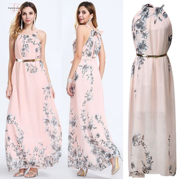 

новая марка женщина длинной формальные пром цветочной boho шифоновая платье сарафаны beach party шифон лето без рукавов maxi полиэстер пояс, Black;gray
