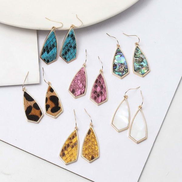 

e6956 zwpon 2020 new abalone shell arrow earrings for women statement animal print leather leopard earrings jewelry wholesale, Silver