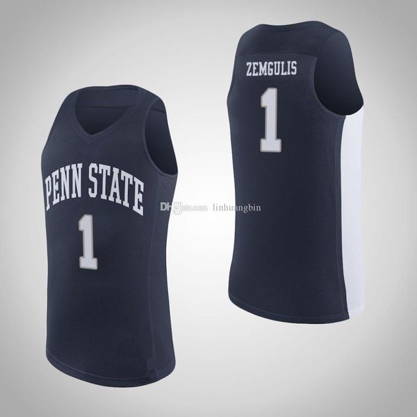 

deivis zemgul men's penn state nittany lions grant hazle jamari wheeler john harrar navy blue stitched college basketball jersey, Black