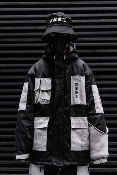 

winter cargo jacket men, Black