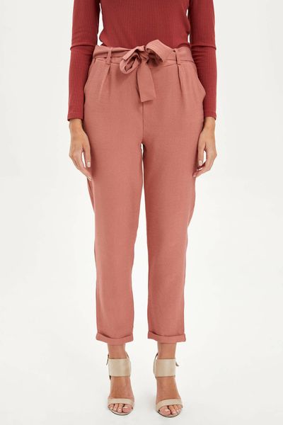 

defacto female fashion loose trousers ladies casual belts pants comfort straight comfort long pants pure color - m0350az19hs, Black;white