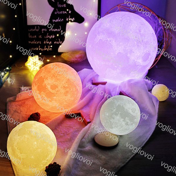 

moon lamp 10cm 12cm 13cm 15cm 18cm 20cm 3d printing led night light 2 colors 16 colorsl moon light usb desk lamp dhl