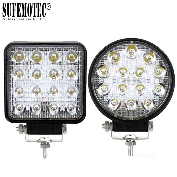 

2pcs 4 inch round square led work light truck 12v 24v for car 4wd atv suv tractor boat 4x4 off road beam working driving light drop shipping