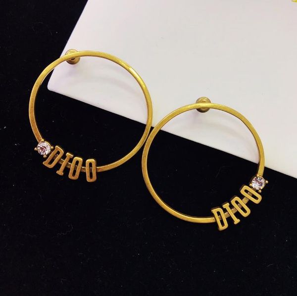 

classic letter big circle exaggerated fashion earrings jewelry women earrings, Golden