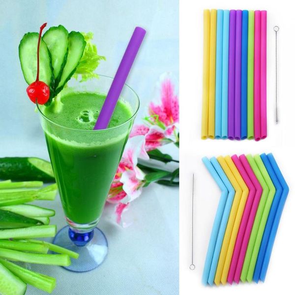 

reusable food grade children silicone straw kids beverage straw brush set