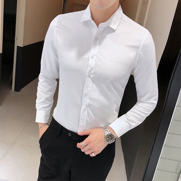 

men's casual shirts long sleeve standard fit solid basic dress shirt formal social white office, White;black