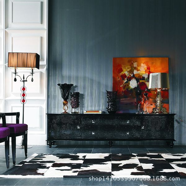 

net red nordic living room luxury cowhide carpet tube about bedroom study carpet stitching cow fur carpet mat custom