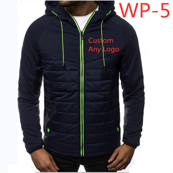 

wp-5 winter jacket men casual warm hooded coat thicken down cotton jacket zipper warm casual outwear custom any logo, Black