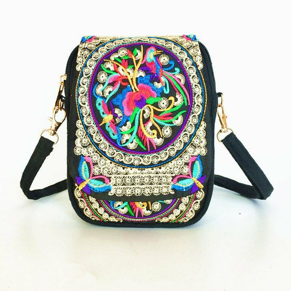 

этнического стиль плечо женщины мешок мода цветочной вышивка случайная сумка мини путешествие сумка