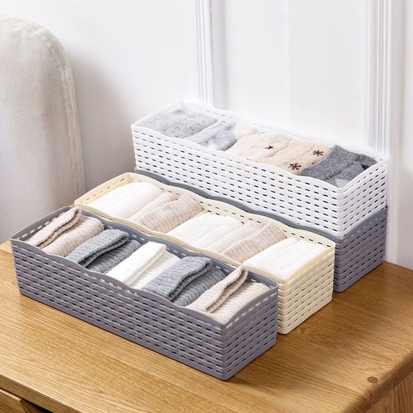 

urijk 5 grids wardrobe storage box basket organizer women men socks bra underwear storage box plastic container organizer