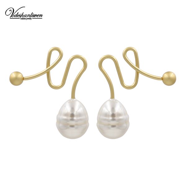 

vodeshanliwen горячий шарм имитация жемчуга длинные серьги мода золото металл большие серьги стержня для женщин чешские себе ювелирные издел, Golden;silver