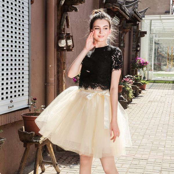 

skirts womens 7 layers midi tulle skirt fashion tutu skirts women ball gown party petticoat 2019 lolita faldas saia, Black;gray