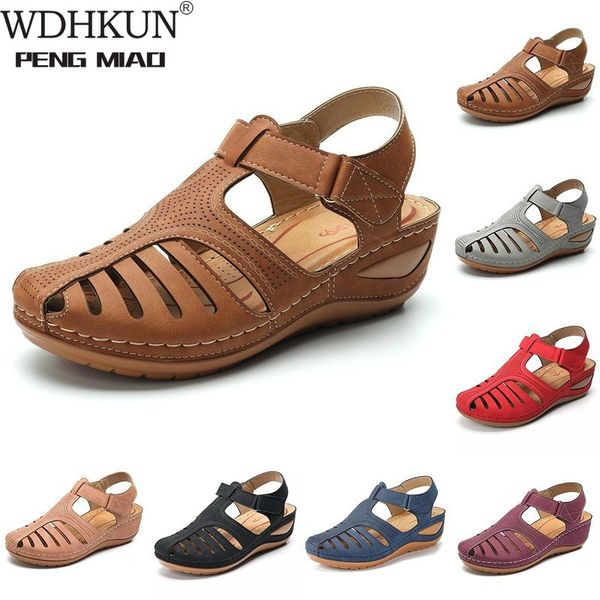 

sandals women's summer ladies girls comfortable ankle hollow round toe female soft beach sole shoes plus size 2021, Black