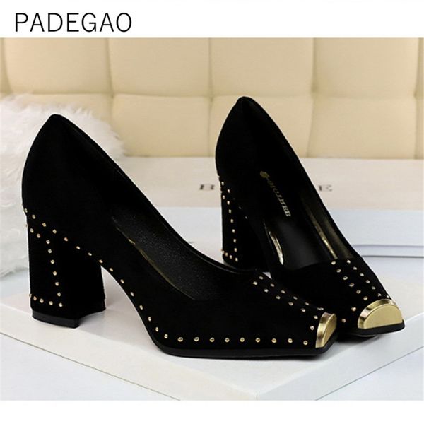 

womens shoes 2019 luxury women shoes casual rivet elegant party ol high heels y200323, Black