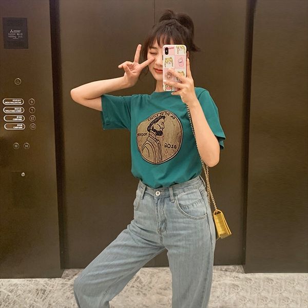 

yafeng t-shirt 2020 women's loose all-match duan xiu fashion underpants charm cool girl base shirt, White