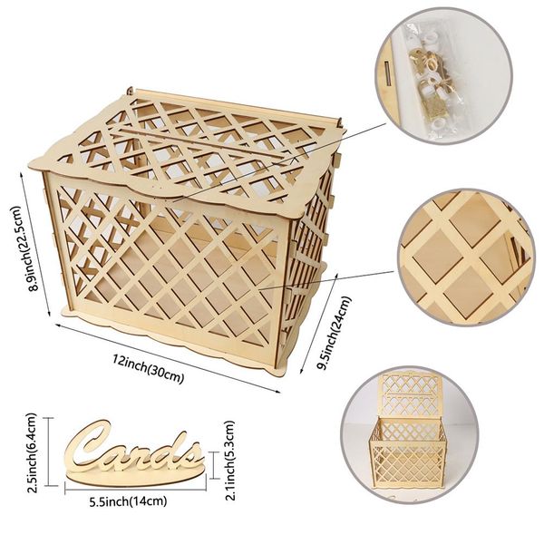 

новый diy свадебный подарочные карты box деревянные копилка с замком красивые свадебные украшения принадлежности для birthday party для хран