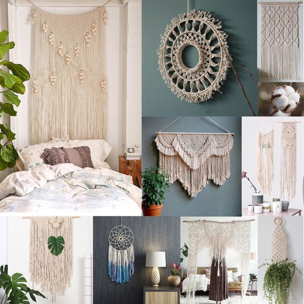 

3mm x 200m macrame cotton cord for wall hanging dream catcher new arrive home decor crafts home decoration diy mini craft, Black;white
