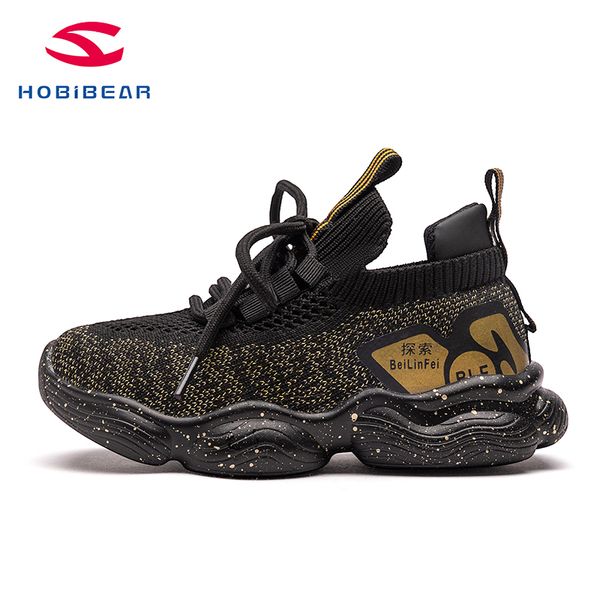 

hobibear kids winter sports shoes antislip pu sole for running outdoor warm fasion breathable balck shoe gs6913, Black;red