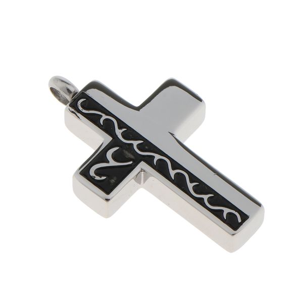 

cross stainless steel cremation keepsake pet ash urn holder pendant jewelry, Silver