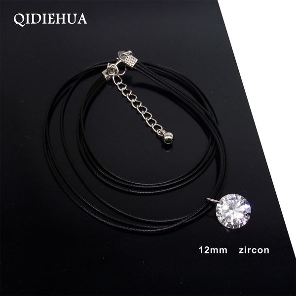 

elegant transparent zircon necklace black charming rope pendant women girls punk fashion trendy party wedding jewelry, Golden;silver
