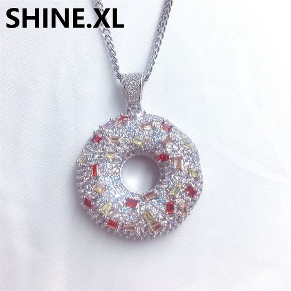 

Пончик Ожерелье Подвеска для женщин Мужчин Donut Подвески Украшения Iced Out CZ камень о