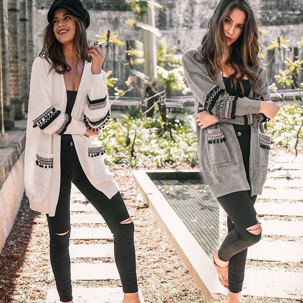 

2019 spring and autumn luxury womens knits fashion designer long-sleeved sweater for women brand cardigan lady's sweater coat wholesale, White