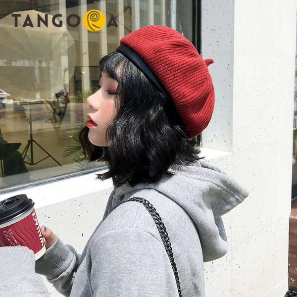 

red knitted casual style women winter berets caps woman hats c7, Blue;gray