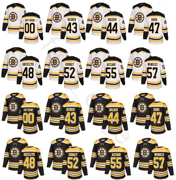

boston bruins 43 danton heinen 44 nick holden 47 torey krug 48 matt grzelcyk 52 sean kuraly noel acciari 57 tommy wingels jersey, Black;red