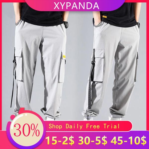 

men's pants xypanda overalls tide brand hip-hop drawstring straight casual sports men, Black