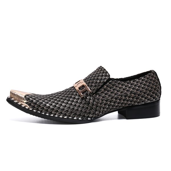 

summer men's shoes metal metal buckles retro casual single shoes personality pointed comfortable comfortable medium heel, Black