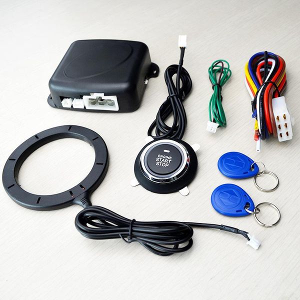 

adeeing 12v universal smart key rfid car alarm push button start keyless transponder immobilizer one key startup system r30
