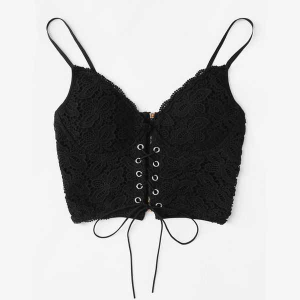 

women lace up crochet camis party vest bustier bralette tees summer ladies strap slim camis tanks bandeau crop, White