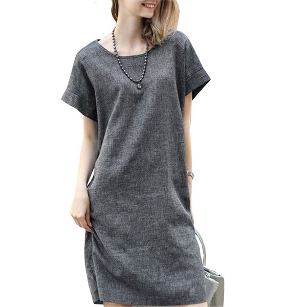 

women dress womens clothes 2019 summer dress short sleeve casual loose solid dress o neck vestidos de festa robe femme ete, Black;gray