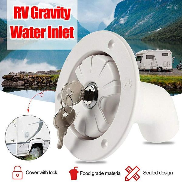

1pcs fresh caravan hatch gravity water inlet lockable rv inlet boat filler neck plastic trailer tank filter accessories