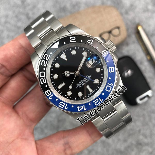 

дешевые новые 40 мм gmt 126710 мужские часы черный циферблат автоматические мужские часы черный / синий кокс керамика безель ss стальной бра, Slivery;brown