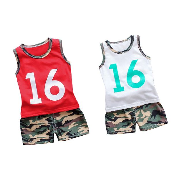 

perimedes baby boys summer sport clothes sets toddler baby boy camouflage t-shirt vest shorts pants outfits clothes sets, White